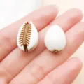 White brown acrylic cowrie shell charms DIY jewelry accessories for handmade earrings necklaces - Brown Sea Snail (27363)