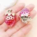 Cute 3D strawberry resin charms, gradient red pink DIY jewelry pendants for necklace bracelet - Transparent Red AB Color
