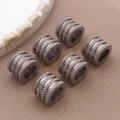 Edelstahl Großloch Abstandshalter Perlen mit strukturiertem Mesh-Design für DIY Armbänder Halsketten. - Netzstruktur Perle (T2157) / 1 Stück (8x10x10mm 6mm Loch) / Stahlfarben