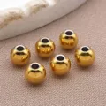 Perles intermédiaires rondes en acier inoxydable doré pour bracelet collier bijou - Perle Solide (T2166)