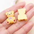 Pendentifs ours mignons en résine jaune accessoires de bijoux DIY faits à la main 1pc. - Ours Nœud Mat en Résine Jaune Love (17192)