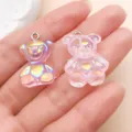 Roze hars gummy beer hangers charms voor DIY armband ketting sieraden maken knutselbenodigd - AB Kleur Iriderende Beer (19742)