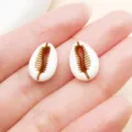 White and brown acrylic cowrie shell charms for DIY jewelry making earrings and pendants. - Small Brown Sea Snail (27366)