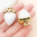 Acrylic resin 3D strawberry pendant gold cap DIY jewelry necklace bracelet charm accessory - Solid White UV Plated