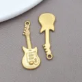 Edelstahl goldene Gitarre Anhänger Charms für DIY Armbänder Schlüsselanhänger Schmuck - 12x31x2mm