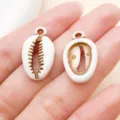 Acrylic Cowrie Shell Charm White Brown DIY Jewelry Pendant for Earrings Belt Accessories - Brown Ocean Sea Snail (27368)