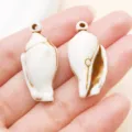Acrylic white brown conch shell pendants for DIY handmade earrings jewelry making accessories. - White Ocean Sea Snail (27372)