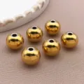 Perles d'espacement en acier inoxydable doré, breloques rondes pour fabrication de bijoux DIY. - Perle Solide (T2169)