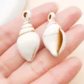 White brown conch shell acrylic pendant diy jewelry making accessories charming earrings charm 1pc - White Ocean Sea Snail (27374)