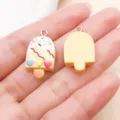 Pendentif sucette glace résine jaune DIY charme, accessoire bijoux fait main mignon style 01. - Glace à l'Eau Cœur en Résine Jaune (24300)