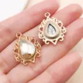 Tropfen Glas Edelstein Anhänger filigran DIY Schmuck Zubehör für Halskette Armband Basteln - Hohlspitzen Wassertropfen (27517) / 1er-Pack (24x18mm) / Champagner