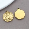 Goldfarbener Edelstahl Engel Anhänger Charm DIY Schmuck Zubehör für Armband und Halskette. - 14x16x3mm