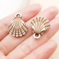 Acrylic White Brown Scallop Shell Pendants for DIY Jewelry Making And Craft Accessories - Brown Ocean Shell (27377)