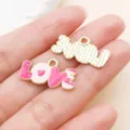 Cute pink love enamel alloy charm pendant for DIY jewelry making and bracelet crafts. - LOVE Letter Plaque Style (27197)