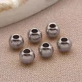 Perles d'espacement rondes en acier inoxydable, couleur metallique bijoux DIY bracelet - Perle Solide (T2173)