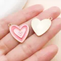 Pink enamel heart charm alloy pendant DIY jewelry making accessory cute love piece - Multi-layer Heart (21191)