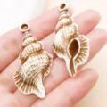 White brown acrylic conch shell pendant charms for DIY handmade jewelry making accessories. - Brown Ocean Sea Snail (27382)