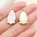 Valentine pink gnome enamel metal charm pendant for DIY jewelry making accessories - Heart Gnome (27270)