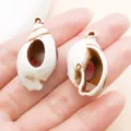 Acrylic white brown conch shell pendants for DIY earrings jewelry making accessories 2pcs - Brown Ocean Sea Snail (27384)