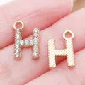 ciondolo DIY in lega lettera H strass oro KC e strutturato accessori per gioielli fai da te. - Lettera H Strass (25746-H)