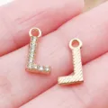 Ciondolo lettera L in strass dorato KC in lega per creazione di gioielli fatti a mano orecchini. - Lettera L Strass (25746-L)
