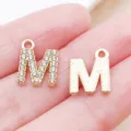Pendente in lega con strass lettera M oro KC per la creazione di gioielli braccialetto DIY - Lettera M Strass (25746-M)
