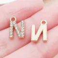 Ciondolo Lettera N Strass Oro KC Lega DIY Charm Fatto a Mano Accessorio per Gioielli - Lettera N Strass (25746-N)
