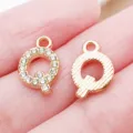 Ciondolo lettera Q in lega strass oro KC, accessori per gioielli fatti a mano DIY per bracciale. - Lettera Q Strass (25746-Q)