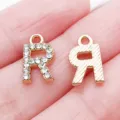 Ciondolo Lettera R Strass Lega Oro KC DIY Creazione Gioielli Accessorio Fatto A Mano - Lettera R Strass (25746-R)