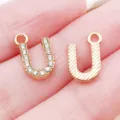 Ciondolo in lega lettera U con strass e rigato oro KC accessori per gioielli fatti a mano DIY - Lettera U Strass (25746-U)