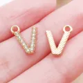 Ciondolo lettera V in oro KC con strass e righe accessorio gioielli fai da te - Lettera V Strass (25746-V)