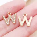 Ciondolo Lettera W Strass Colore Oro KC Lega DIY Accessorio Gioiello Fatto A Mano - Lettera W Strass (25746-W)