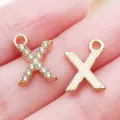 Ciondolo lettera X in lega strass oro KC accessorio per gioielli fai da te per orecchini - Lettera X Strass (25746-X)