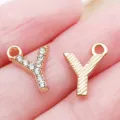 Ciondolo lettera Y in lega strass oro KC per gioielli fatti a mano accessori fai da te - Lettera Y Strass (25746-Y)