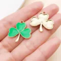 Green enameled four leaf clover alloy charm DIY jewelry accessory set pendant craft findings - Large Light Green KC Gold Clover (21833)