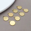 Stainless steel gold round blank pendant DIY bracelet necklace jewelry accessories. - Round Pendant (T1764) / 1 Piece Pack (10x8x1mm) / Gold