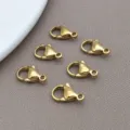 Moschettoni in acciaio inossidabile dorato, set da 6 pezzi per creazione gioielli. - N. 12 (11772) / 7x12mm (1 Pezzo) / Placcato Oro Vero Oro