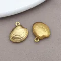 Colgantes de concha de acero inoxidable dorado un agujero accesorios de joyería - Concha Hueca (T1963) / 1 Pieza (13x15x4mm) / Dorado
