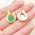 Green four leaf clover horseshoe alloy pendant DIY jewelry accessory variant item - Yellow Enamel Clover Horseshoe (27257)