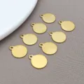 Stainless steel gold blank round pendant DIY jewelry making charms for necklace bracelet findings - Round Pendant (T1765) / 1 Piece (12x10x1mm) / Gold