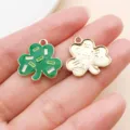 Green enamel shamrock alloy pendant DIY jewelry accessory for St. Patrick's Day - Green Enamel Clover (27259)