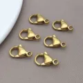 Gold stainless steel lobster clasps for DIY jewelry making, bracelet and necklace ends. - No. 15 (11774)