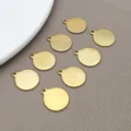 Stainless steel gold round blank pendant charms for DIY handmade jewelry necklace making accessories. - Round Pendant (T1766) / 1 Piece (15x12x1mm) / Gold