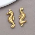 Colgantes de caballito de mar de acero inoxidable dorado accesorios de joyería DIY para collar - 1 Pieza (12x26x4mm)