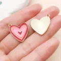 Heart alloy enamel pendant DIY jewelry accessories red pink love charm for handmade crafts - Multi-layer Heart (21192)