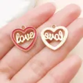 Heart alloy pendant DIY jewelry accessories red enamel love charms cute craft supply - Hollow LOVE Heart (21196)