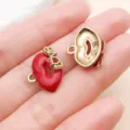 Red lip alloy pendant DIY jewelry charm with LOVE letter design for handmade accessories - LOVE Lips (27275)
