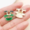 St. Patrick's Day green top hat enamel alloy pendants DIY jewelry charms accessories for necklace - Green Enamel Upside Down Hat (27266)