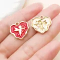 Cupid Love Heart Pendant Red Enamel Alloy DIY Jewelry Accessory Variant Style - 1pc - Heart Cupid (27277)