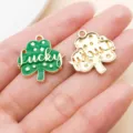 Green enamel lucky clover alloy pendant DIY charm for jewelry making accessories supply - Green Lucky Clover (27267)